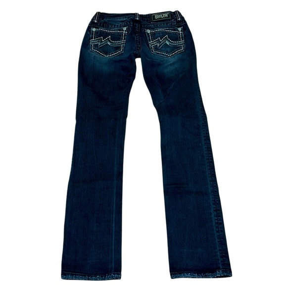 Miss Me Low Rise Straight Jeans, JD1038T3L, Dark Blue, 27 - Picture 1 of 11